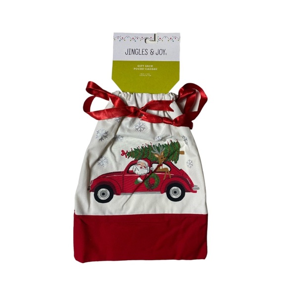 NWT Jingles & Joy Christmas Holiday Fabric Drawstring Gift Sack - Picture 5 of 6